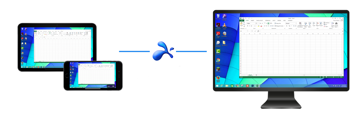 Desktop di controllo remoto dal dispositivo mobile tablet