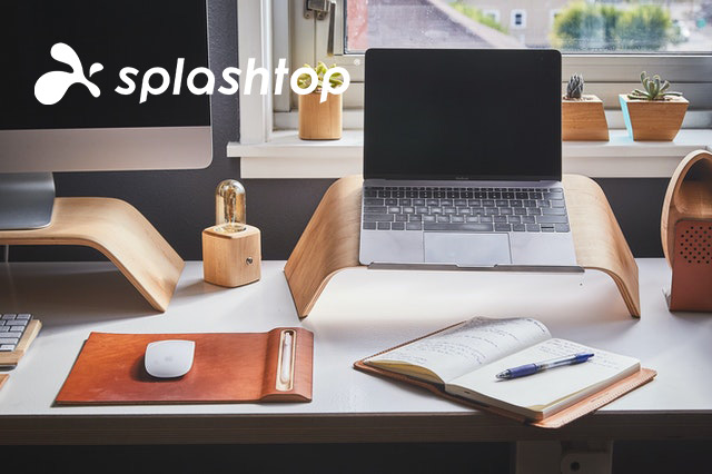 Een thuiswerkopstelling die op afstand toegang heeft tot kantoorcomputers met Splashtop