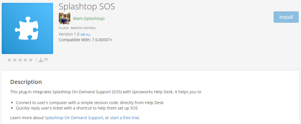 Splashtop SOS Spiceworks-plug-in