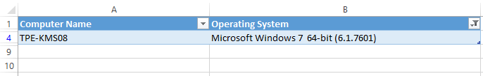spreadsheet of computer name and operating system